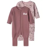 Name It Baby - Mädchen Nbfnightsuit 2P ZIP FF GRAPE FLOWER Noos (Packung, 2 tlg.), Gr. 86