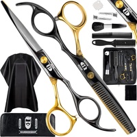 DELPHI Professionelle Friseurschere Set 6 Zoll Friseur Haarschere - Grosses 11er Set mit Friseurumhang und mehr - Scharfe Haarschneideschere für Damen Herren Kinder Haarschne Schere für Barber Shop