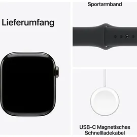 Apple Watch Series 10 GPS + Cellular 46 mm Titangehäuse schiefer Sportarmband schwarz M/L