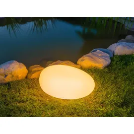 meineWunschleuchte 2er Set LED Solarsteine Garten Deko Weiß mit RGB Farbwechsel, Breite 40cm