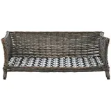 vidaXL Tierbett, Hundekorb mit Kissen Grau 90x54x35 cm Natur Weide