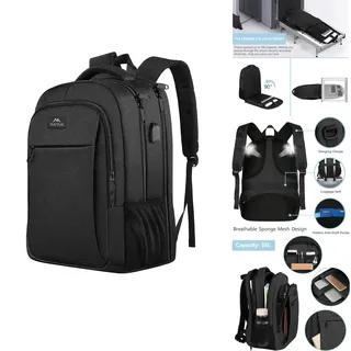 matein Laptop Rucksack 17,3 Zoll Schulrucksack Laptoptasche mit USB Ladeanschluss Anti Diebstahl