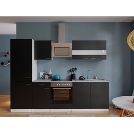 Respekta Küche Küchenblock Einbauküche weiß schwarz Malia 270 cm Respekta Küchenzeile (Breite:
