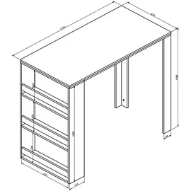 Vicco Bartisch, Weiß, 57 cm mit 3 Fächern