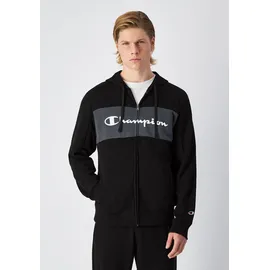 Champion Sweatanzug CHAMPION "Hooded Full Zip Suit", Herren, Gr. L, schwarz (nbk, nbk, igt), Obermaterial: 55% Baumwolle, 45% Polyester, Sportanzüge, mit Kapuze, mit durchgehendem Reißverschluss, für Sport und Freizeit
