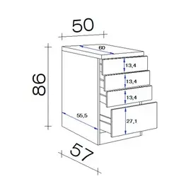 Flex-Well Unterschrank Antigua 50 x 86 x 60 cm Grau