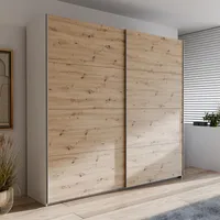 Alasans Kleiderschrank KARO 220x210 cm weiß/Artisan-Eiche - Braun/Weiß