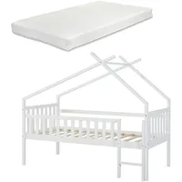 [en.casa] Hausbett Sotkamo 90 x 200 cm Kiefer massiv weiß