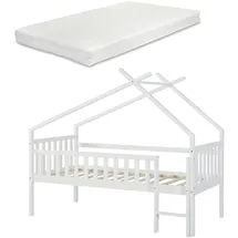 [en.casa] Hausbett Sotkamo 90 x 200 cm Kiefer massiv weiß