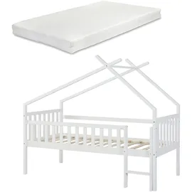 [en.casa] Hausbett Sotkamo 90 x 200 cm Kiefer massiv weiß
