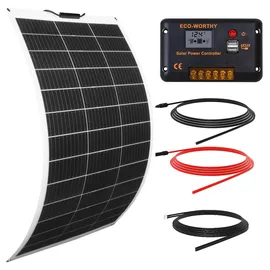 ECO-WORTHY Flexibles Solarpanel 130W inkl. 30A PWM Laderegler + 5m Solarkabel