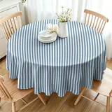 Streifen Tischdecke Runde 160x160 cm, Fleckabweisende Abwaschbare Tischdecke mit Minimalistischer Stil Muster, Skandinavischer Stil Gartentischdecke, Für Küche, Esszimmer -AAt11