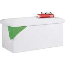 Relaxdays Sitzbank Kunstleder Weiß 37,5 x 76,5 x 38,5 cm