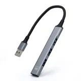 ewent EW1144 USB A Hub, 4 Port Ultra Slim Data Hub with 3 USB A 2.0 Ports, 1 USB A 3.2 Port, Slim Type A Hub for Macbook Pro/Air, Laptop, PS5/PS4 and Mac OS, Windows, Android Aluminum