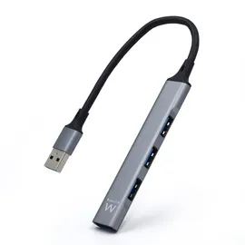 ewent EW1144 USB A Hub, 4 Port Ultra Slim Data Hub with 3 USB A 2.0 Ports, 1 USB A 3.2 Port, Slim Type A Hub for Macbook Pro/Air, Laptop, PS5/PS4 and Mac OS, Windows, Android Aluminum