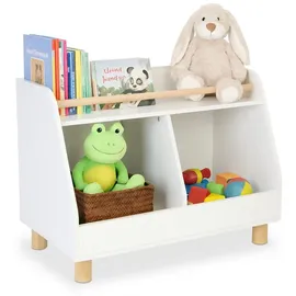 Relaxdays Kinderregal klein für Spielzeug  weiß braun