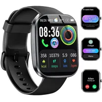 Smartwatch Herren Damen, 1,96" HD Smartwatch 2026 mit Telefonfunktion, Smart Watch Fitnessuhr 113+ Sportmodi, IP68 Wasserdicht, Sportuhr mit Herzfrequenz Schlafmonitor Schrittzähler, für Android iOS