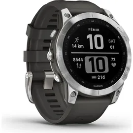 Garmin Fenix 7 Standard silber mit graphitfarbenem Armband