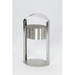 PROREGAL Robuster Standascher mit Schutzdach für den Aussenbereich | 15 Liter, HxBxT 120x58x35cm | Edelstahl | Ascher Aschenbecher