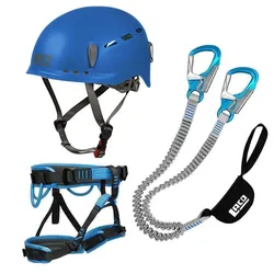 Klettersteig Komplettset LACD Pro Evo 3.0 + LACD Start Gurt + LACD Protector Helm blau