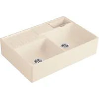 Villeroy & Boch Spülstein Doppelbecken ivory + Excenterbetätigung