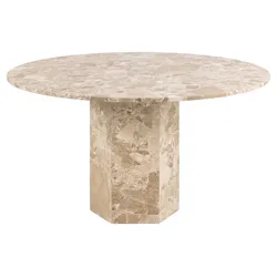 Esstisch ACTONA GROUP "Naxos", matt latte braun, matt latte braun, matt latte braun, B:130cm H:75cm T:130cm, Tische, Rund Esstisch, matt Latte lackiert Marmor, Ø130x75 cm