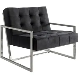 s-style möbel Loungesessel 84 x 81 x 89 cm Schwarz/Silber mit Polyetherschaumkern