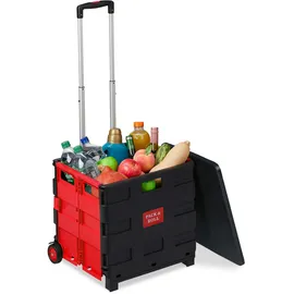 Relaxdays Einkaufstrolley rot/schwarz 50 x 48 x 12 cm
