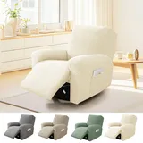 BOUFEIDA 4-Teilig Relaxsessel Sesselbezug Stretchhusse, All-Inclusive Sesselbezug mit Taschen, Sesselschoner für Fernsehsessel und Relaxsessel, Anti-Rutsch High Stretch Mit Elastischem Boden