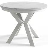 Alpi-Möbel Esszimmertisch, Hellgrau, Weiß, Holzwerkstoff, Rund, X-Form, 120x76x120 cm, Esszimmer, Tische, Esstische