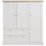 Home Affaire Drehtürenschrank »Binz, Mehrzweckschrank, skandinavischer Landhausstil«, (B/H/T ca. 122/130/35 cm), viele Stauraummöglichkeiten, Metallgriffe, Türen mit Rahmen/ Kassetten, weiß