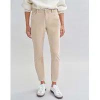 OPUS Damen Slim | Samthose Evita Glazed Slim Mid Rise aus BCI Cotton Mix Macadamia, 44 L28