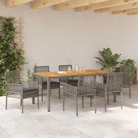 vidaXL Garten Essgruppe 7-tlg. Grau