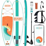 Overmont SUP Board Aufblasbar Stand Up Paddle Board für Erwachsene 323x84x15 cm, Komplettes SUP Set mit Verstellbarem Paddel, Pumpe, Rucksack, Leash & 3 Finnen-Sunset Design