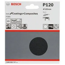 Bosch Accessories 2608606757 Schleifpapier f?r Schleifteller ungelocht K?rnung 120 (?) 125 mm 10 St.