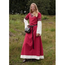 Battle Merchant Burgfräulein-Kostüm Hochmittelalterkleid Alvina mit Trompetenärmeln Rot/Natur rot 38 – M