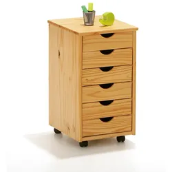Nilar Kommode Rollcontainer, 6 Schubladen, natur.