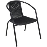 Mojawo Stabiler Rattan-Design Bistrostuhl Stapelstuhl Stahl schwarz