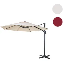 Mendler Gastronomie-Ampelschirm HWC-A96, Sonnenschirm, rund Ø 3,5m Polyester Alu/Stahl 26kg creme ohne St√§nder