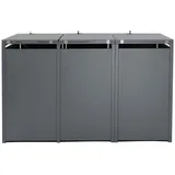 MCW XL 3er/6er-Mülltonnenverkleidung MCW-J81, Mülltonnenbox, Metall 95kg anthrazit ~ gold