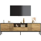 Okwish Eiche TV-Schrank Lowboard 170x35x50 cm Schwarz/MDF