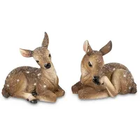 Formano Tierfigur Rehfigur Deko 2er Set naturgetreue Winterdeko Rehe 13cm Kunststein bunt