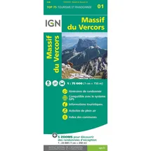 IGN Frankreich IGN 75 000 Touristische Wanderkarte 01 Massif du Vercors