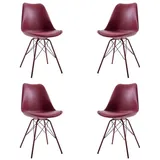 LebensWohnArt Stuhl 4er Set Design-Klassiker Stuhl NORWAY rot
