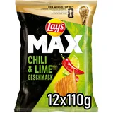 Lay's Max Lay's Max Chili & Lime Geschmack – Knusprige Kartoffelchips für eine gelungene Party (12 x 110 g) (Verpackungsdesign kann abweichen)