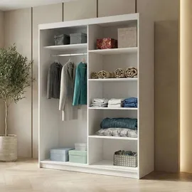 beautysofa Schwebetürenschrank HELA 120 x 204,5 x 60 cm Beige