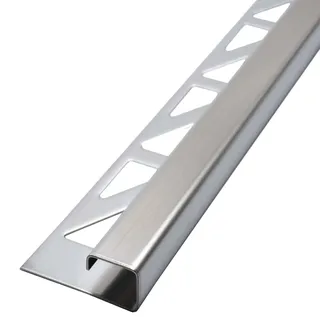 Dalsys Fliesenschiene Eckprofil Quadratprofil Edelstahl Gebürstet 2,5m x 10mm, Fliesenprofil