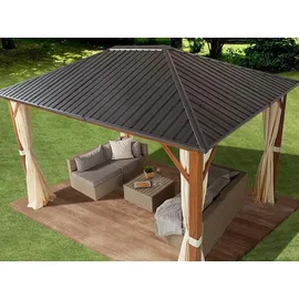 TOOLPORT Gartenpavillon 3 x 4 m inkl. 4 Seitenteile Champagner
