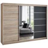 A&J MöbelLand Schiebetürenschrank VILUNO 1 200 x 215 x 59,5 cm Weiß/Schwarz