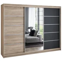 A&J MöbelLand Schiebetürenschrank VILUNO 1 200 x 215 x 59,5 cm Weiß/Schwarz